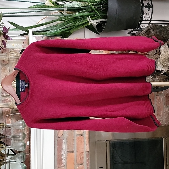 Vintage 90s Abercrombie & Fitch 100% Pure Lambswool Sweater Burgundy Green Sz XL - Picture 1 of 12